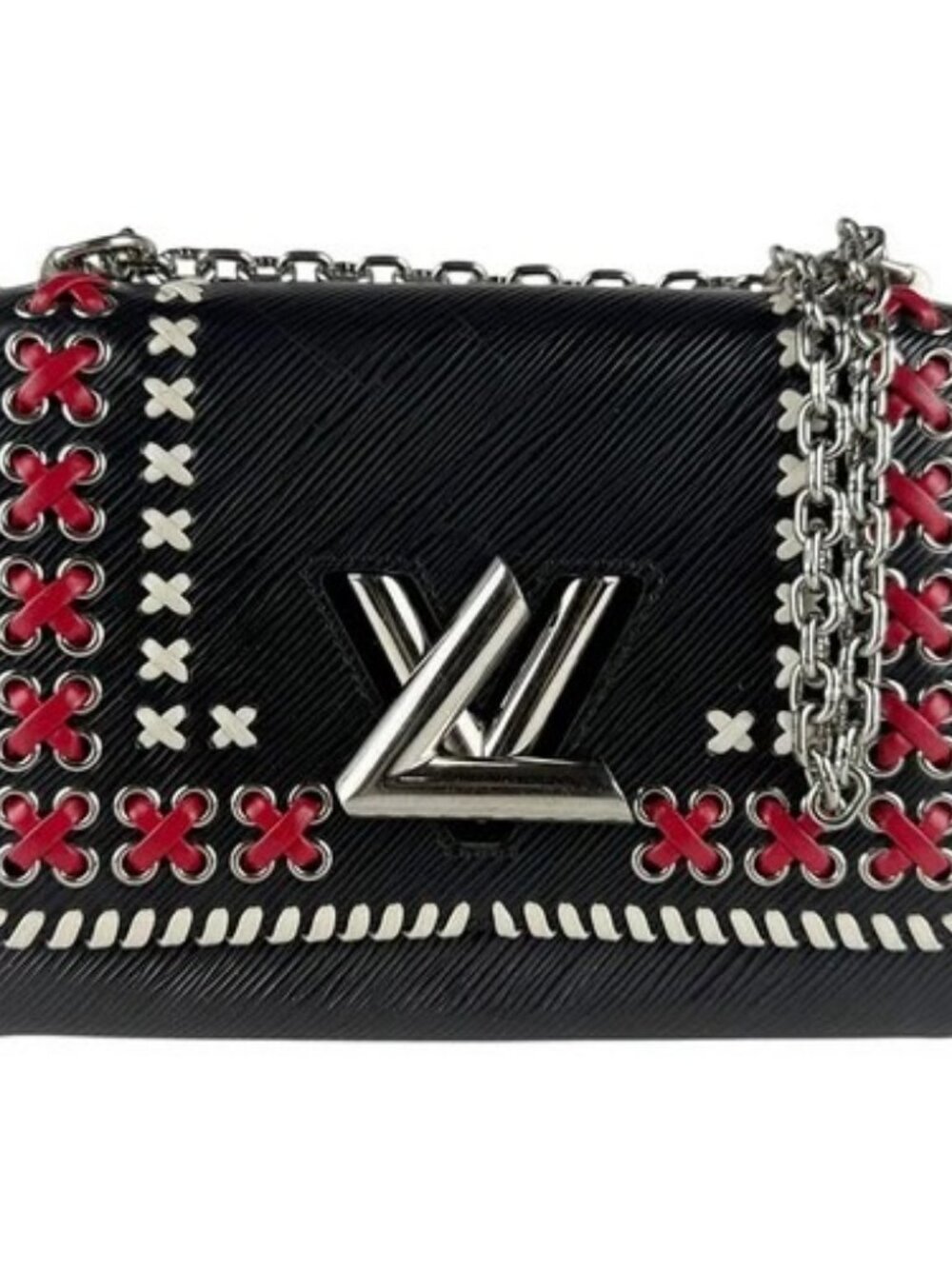 Auth LOUIS VUITTON Epi Twist MM Shoulder Bag Black/Off White/Red M42778 - z8552